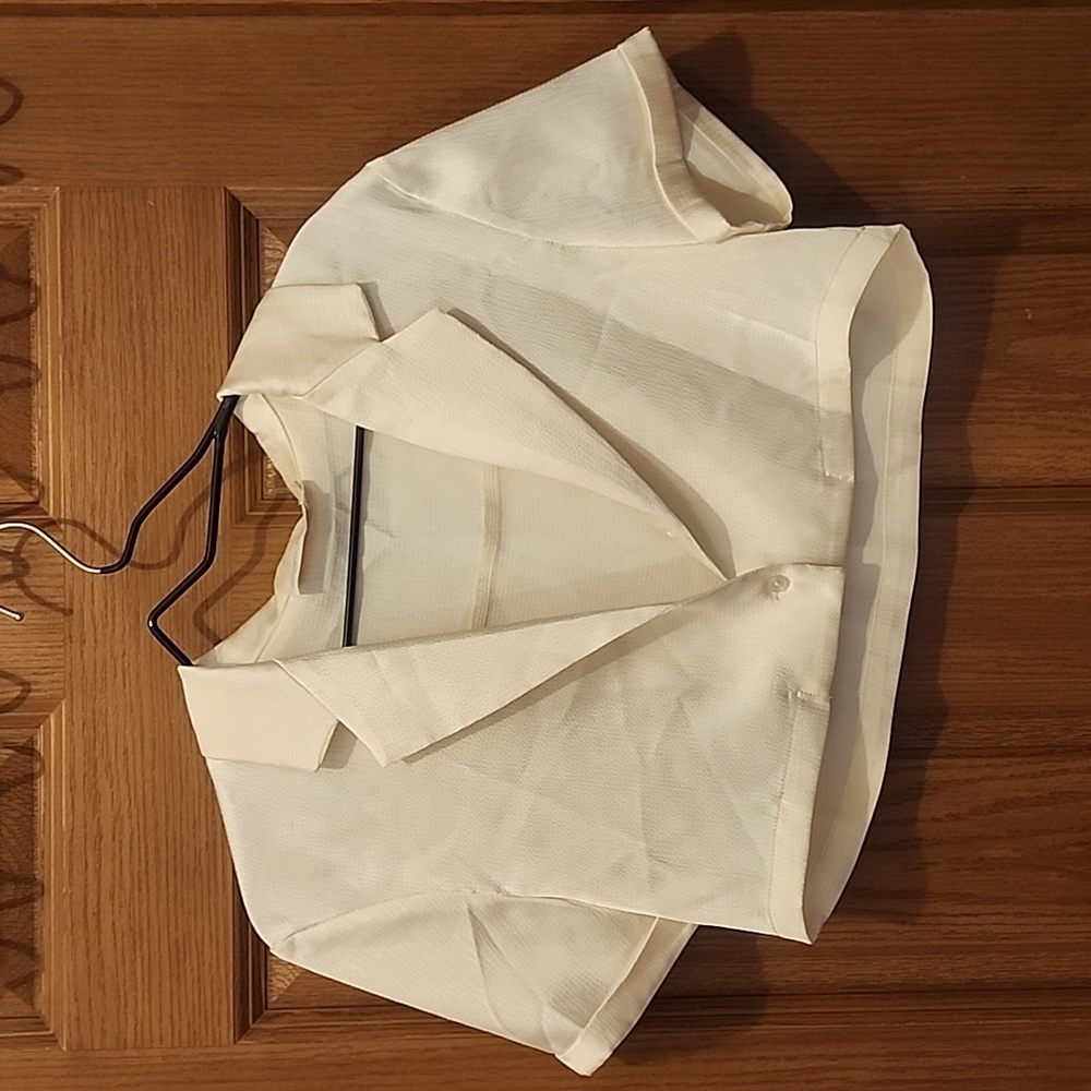 Beige Botany Ivory Button Up Crop Top